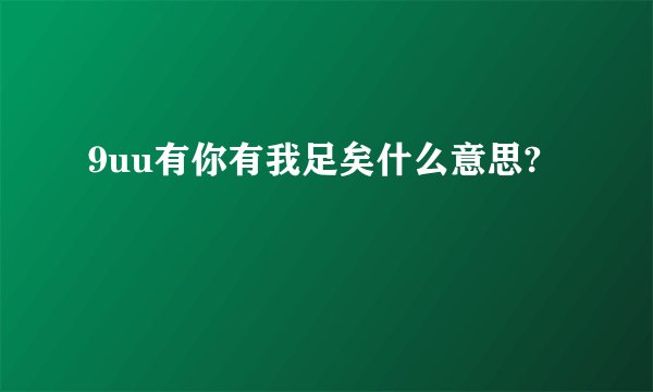9uu有你有我足矣什么意思?