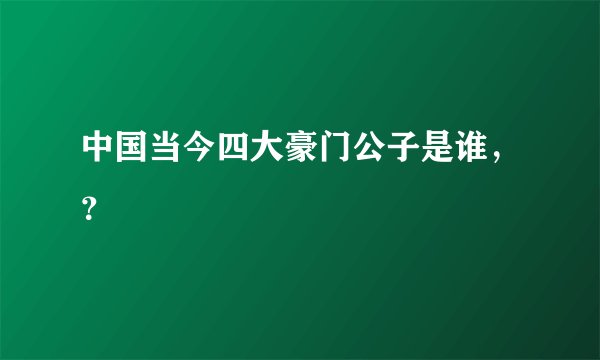 中国当今四大豪门公子是谁，？