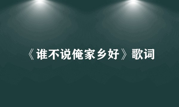 《谁不说俺家乡好》歌词