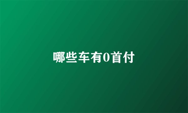 哪些车有0首付