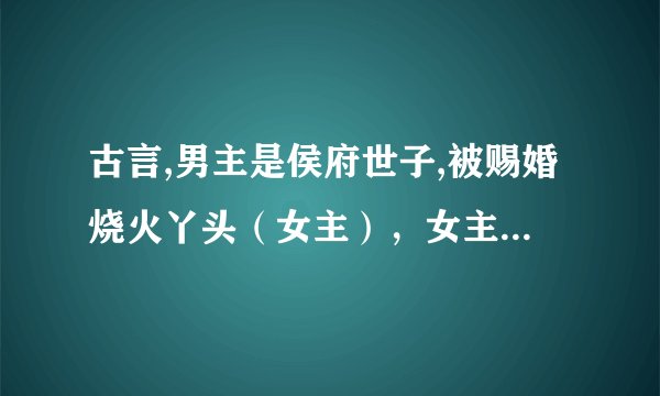 古言,男主是侯府世子,被赐婚烧火丫头(女主),女主是前太傅之女或者孙女