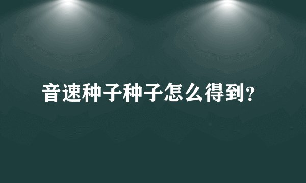 音速种子种子怎么得到?