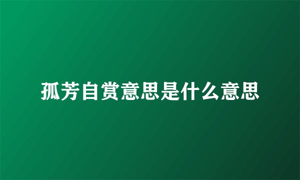 孤芳自赏意思是什么意思