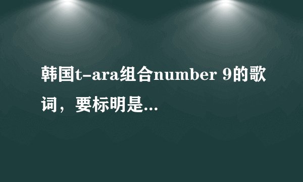 韩国t-ara组合number 9的歌词,要标明是谁唱的,要完整。
