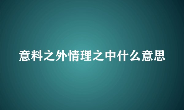 意料之外情理之中什么意思