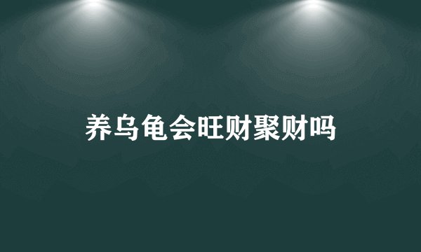 养乌龟会旺财聚财吗