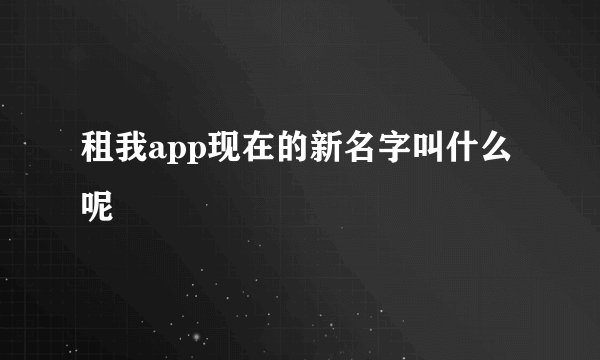 租我app现在的新名字叫什么呢