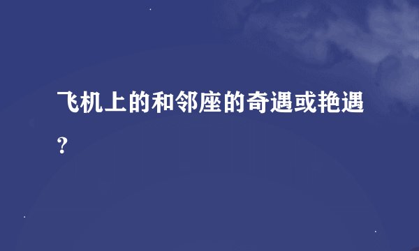 飞机上的和邻座的奇遇或艳遇？