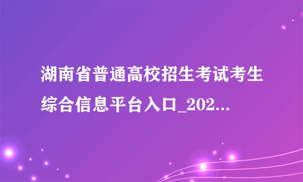 湖南省普通高校招生考试考生综合信息平台入口_2021湖南省普通高校招生考试信息管理系统官网