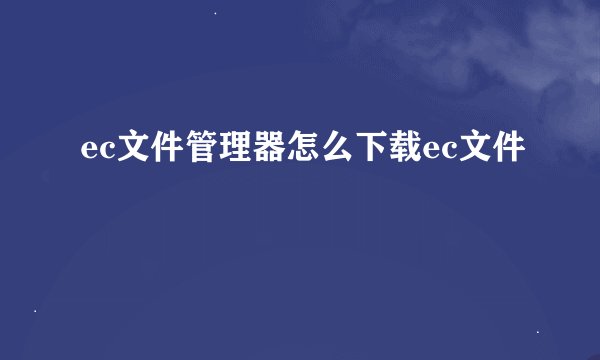 ec文件管理器怎么下载ec文件