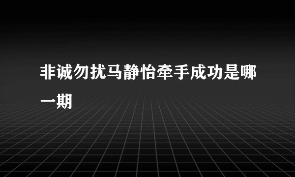 非诚勿扰马静怡牵手成功是哪一期