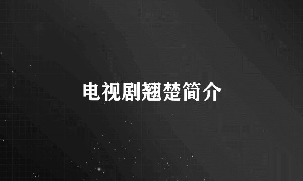 电视剧翘楚简介