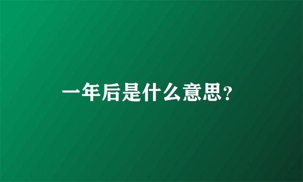 一年后是什么意思？