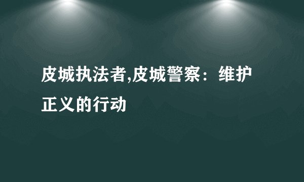 皮城执法者,皮城警察：维护正义的行动