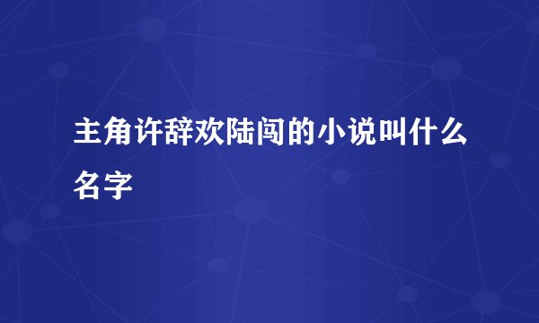 主角许辞欢陆闯的小说叫什么名字