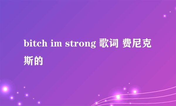 bitch im strong 歌词 费尼克斯的