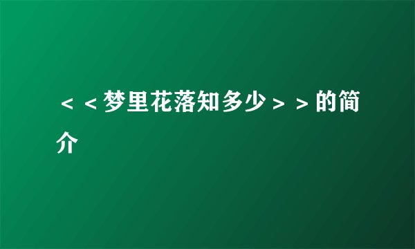 <<梦里花落知多少>>的简介