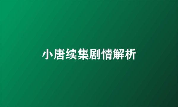 小唐续集剧情解析