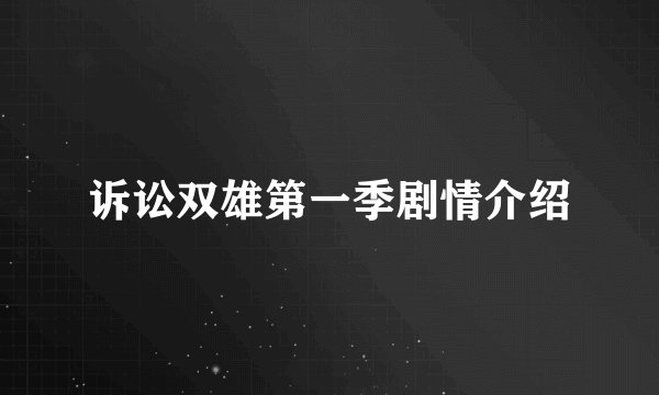 诉讼双雄第一季剧情介绍
