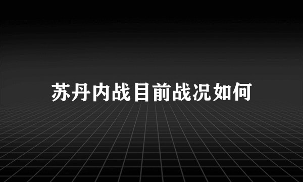 苏丹内战目前战况如何