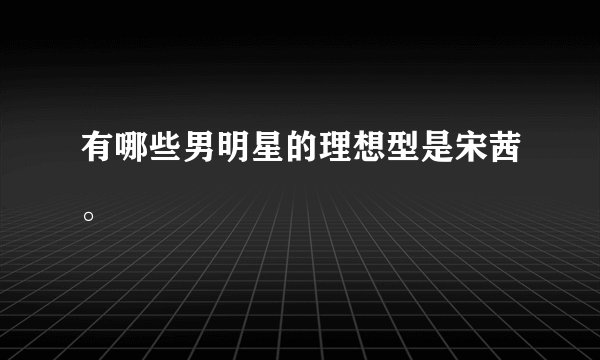 有哪些男明星的理想型是宋茜。