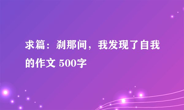 求篇：刹那间，我发现了自我的作文 500字