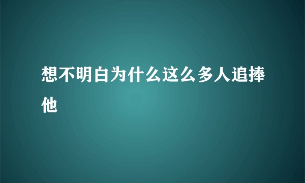想不明白为什么这么多人追捧他