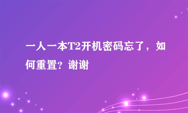 一人一本T2开机密码忘了,如何重置?谢谢