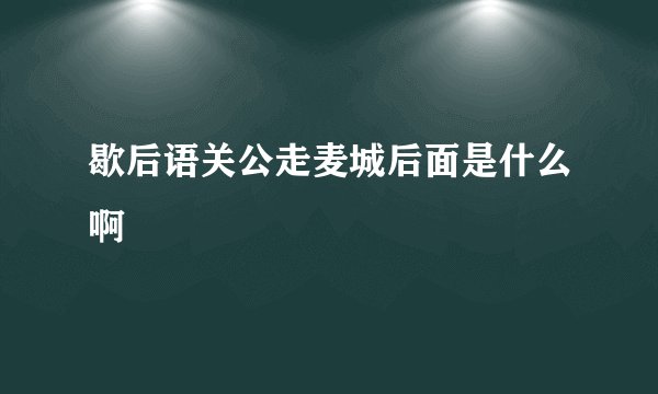 歇后语关公走麦城后面是什么啊