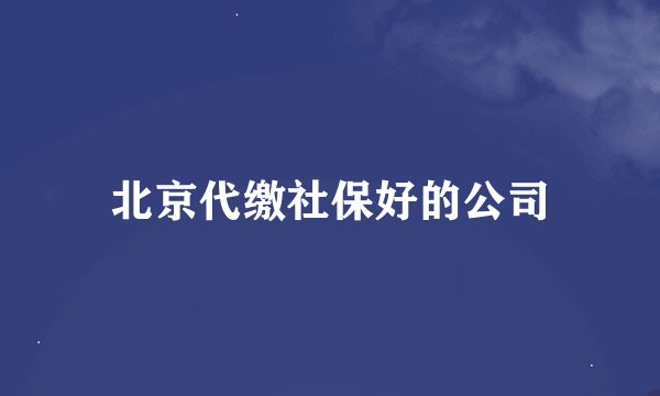 北京代缴社保好的公司