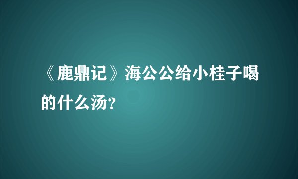 《鹿鼎记》海公公给小桂子喝的什么汤？