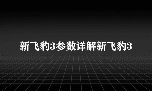 新飞豹3参数详解新飞豹3