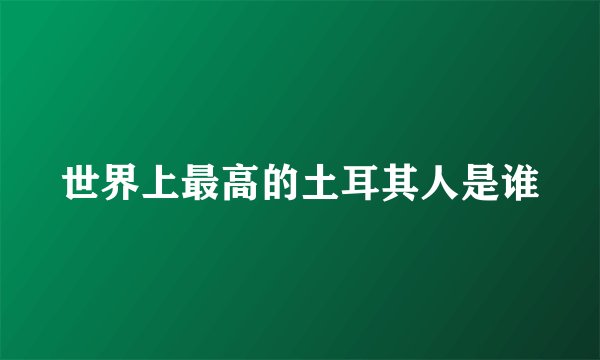 世界上最高的土耳其人是谁