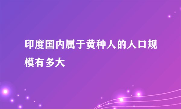 印度国内属于黄种人的人口规模有多大