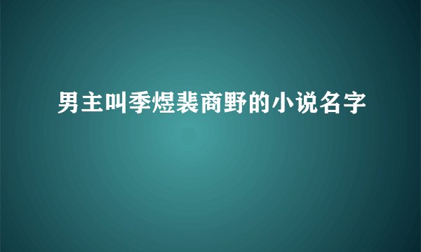 男主叫季煜裴商野的小说名字