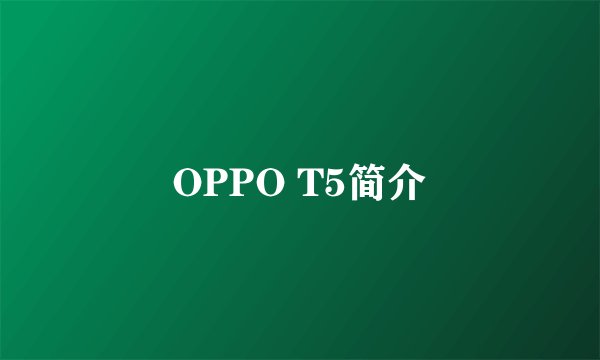 OPPO T5简介