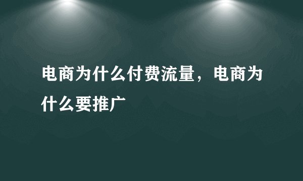 电商为什么付费流量，电商为什么要推广