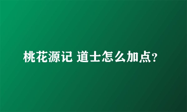 桃花源记 道士怎么加点？