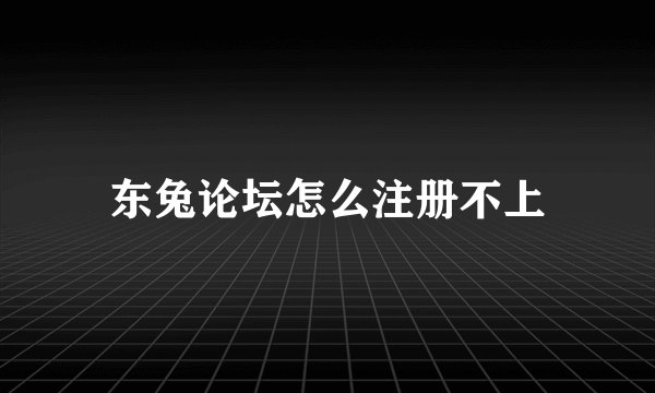 东兔论坛怎么注册不上