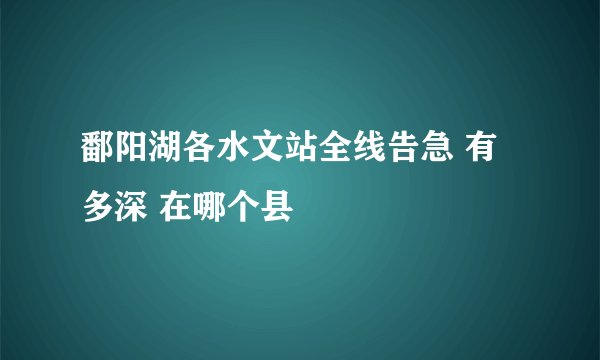鄱阳湖各水文站全线告急 有多深 在哪个县