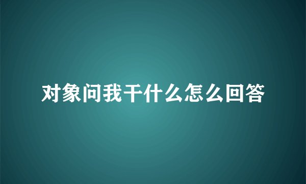 对象问我干什么怎么回答