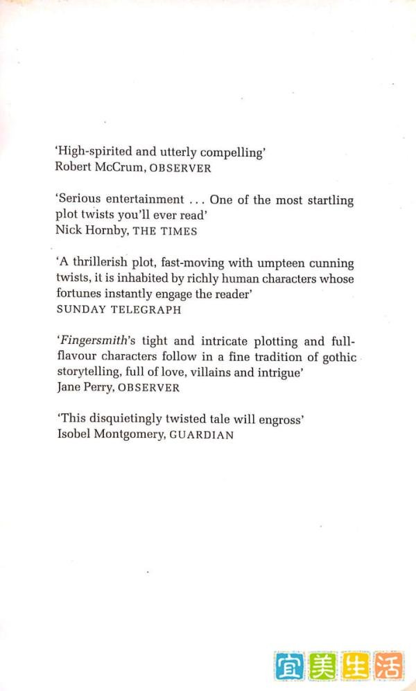 萨拉·沃特斯,指匠,英文版,英语版, Fingersmith by Sarah Waters