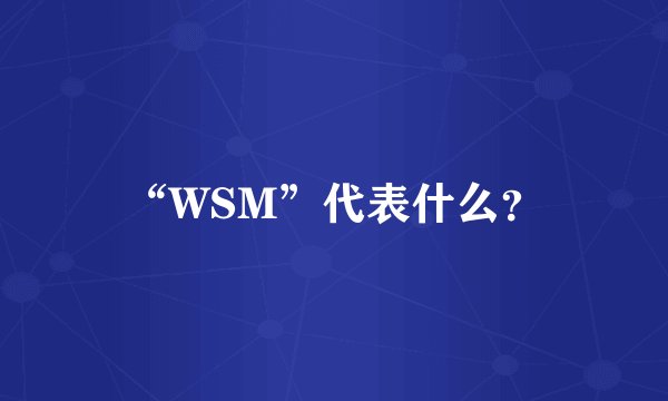 “WSM”代表什么？