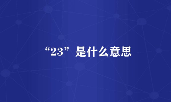 “23”是什么意思