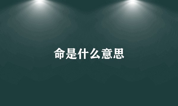 命是什么意思