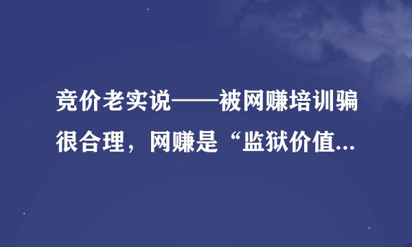 竞价老实说——被网赚培训骗很合理，网赚是“监狱价值观”的一种缩影。