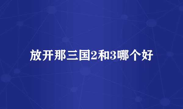 放开那三国2和3哪个好