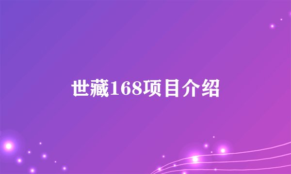 世藏168项目介绍