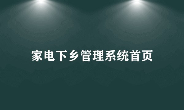家电下乡管理系统首页