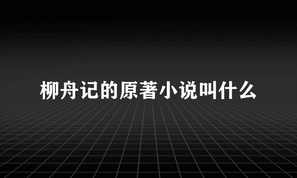 柳舟记的原著小说叫什么